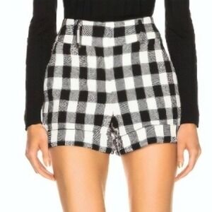 NEW VERONICA BEARD Carito Short SZ 14 Black White Cuffed Gingham Tweed High Rise